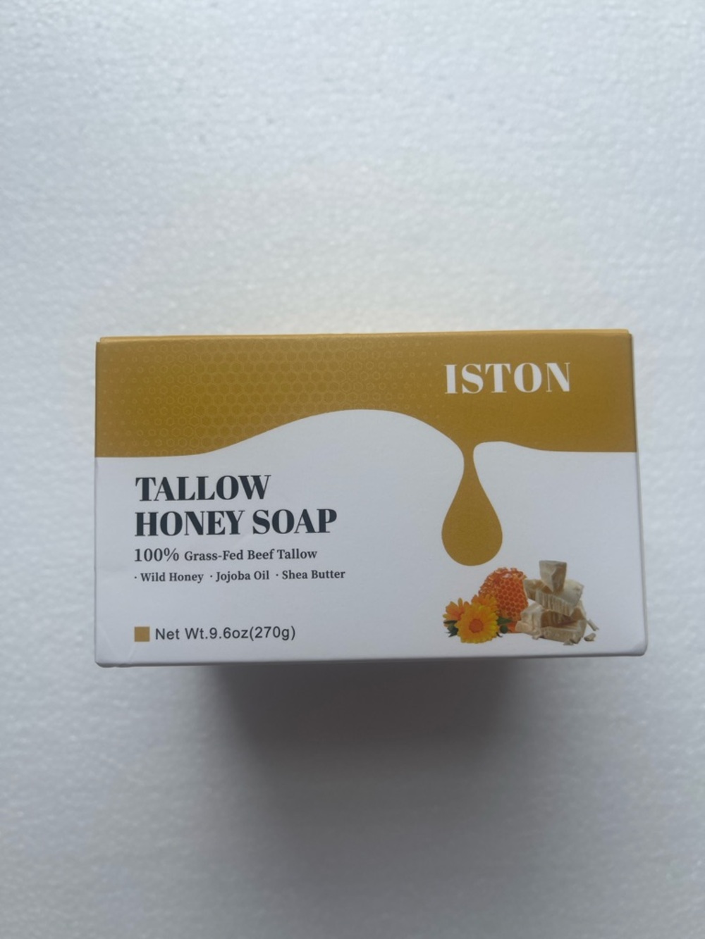 ISTON Tallow Honey Soap - White & Gold Box